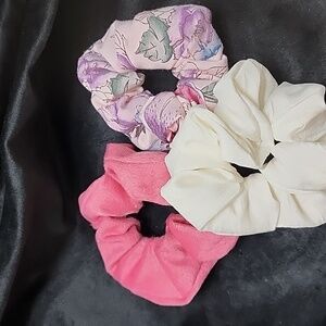 3 Hand Crafted Hair Scrunchies set